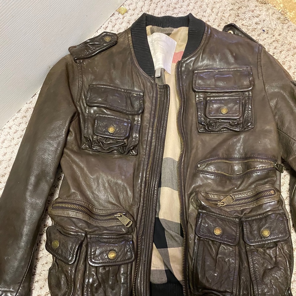 Burberry leather jacket for kids size 8